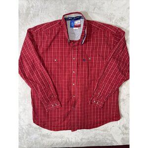 Wrangler George Strait Button Up Shirt Mens 2XLT Tall Red Plaid Long Sleeve